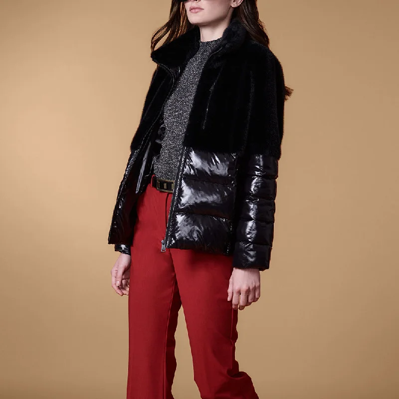 women's slim fit blazer -Fur Combo Jacket