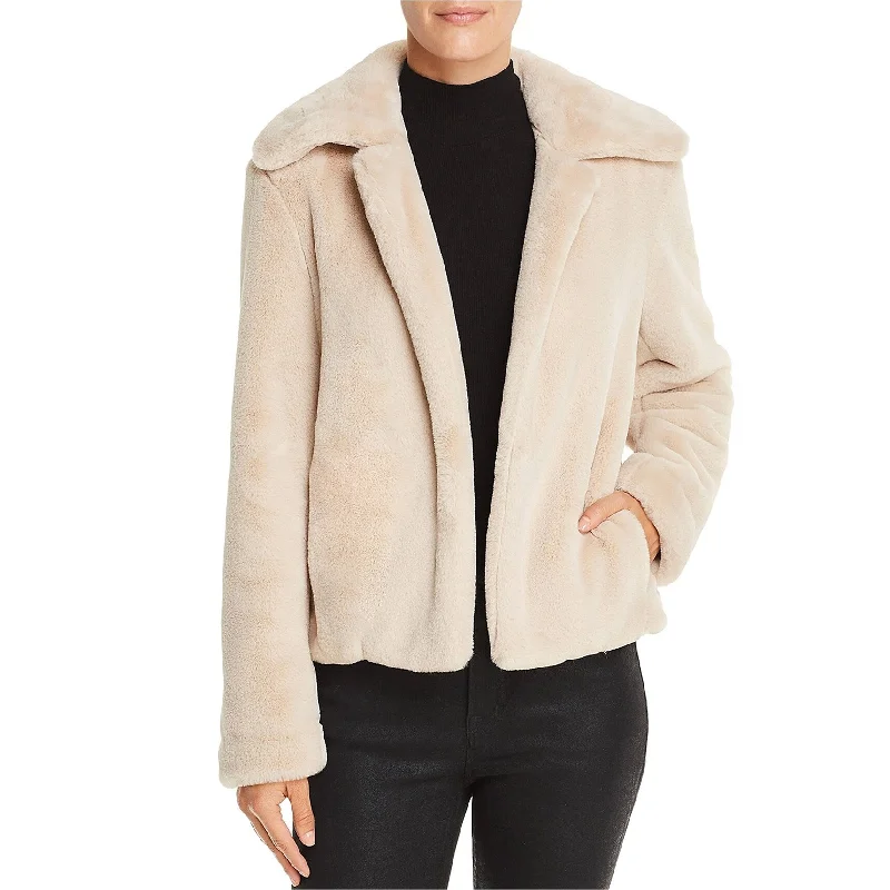 stylish longline coat for women -Theory Womens Luxe Faux Fur Jacket, Beige, Small