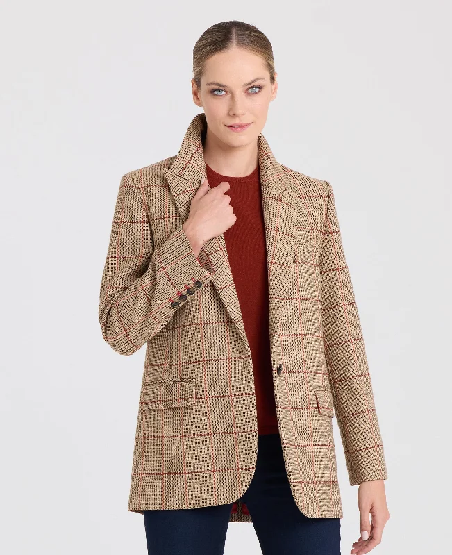 women's double-breasted coat -Louise Wool Check Blazer