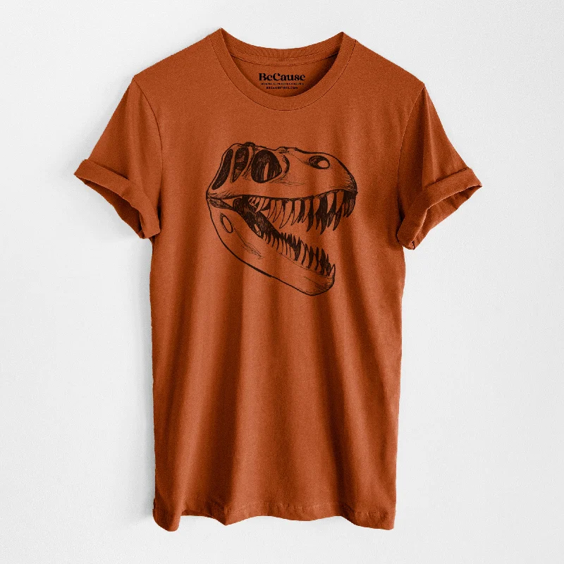 women's minimalist turtleneck top -Tyrannosaurus Rex Skull - Lightweight 100% Cotton Unisex Crewneck