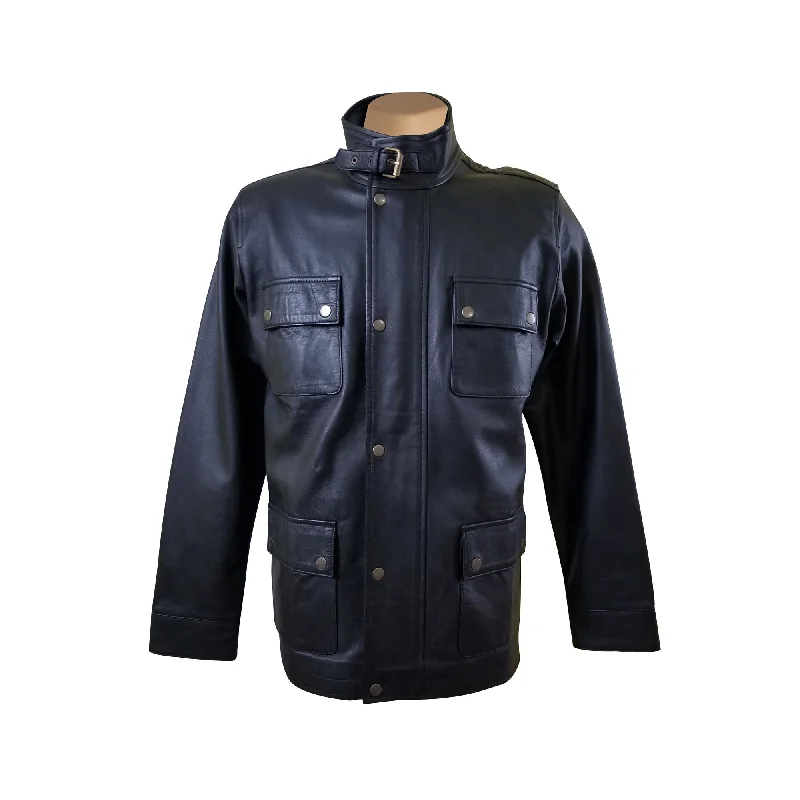 women's varsity bomber jacket -Mosley's leather jacket with flap pockets