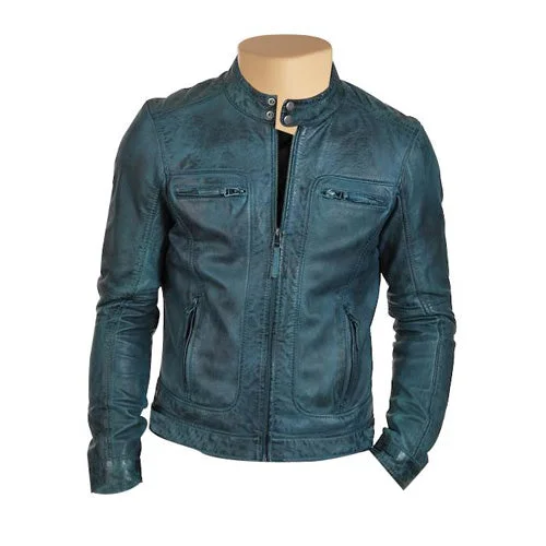 women's slim fit blazer -Sapphire Denton's Distressed Leather Jacket