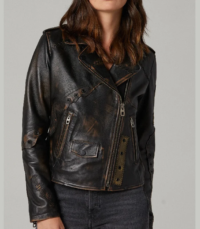 women's lightweight jacket -Bronze Icon Leather Jacket For Women