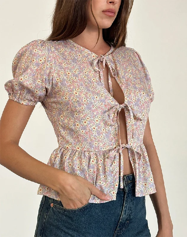 ladies' boyfriend-style shirt -Ajasi Blouse in 70s Prairie Girl