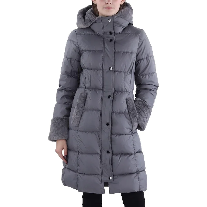 women's thermal long coat -Womens Hooded Long Puffer Jacket