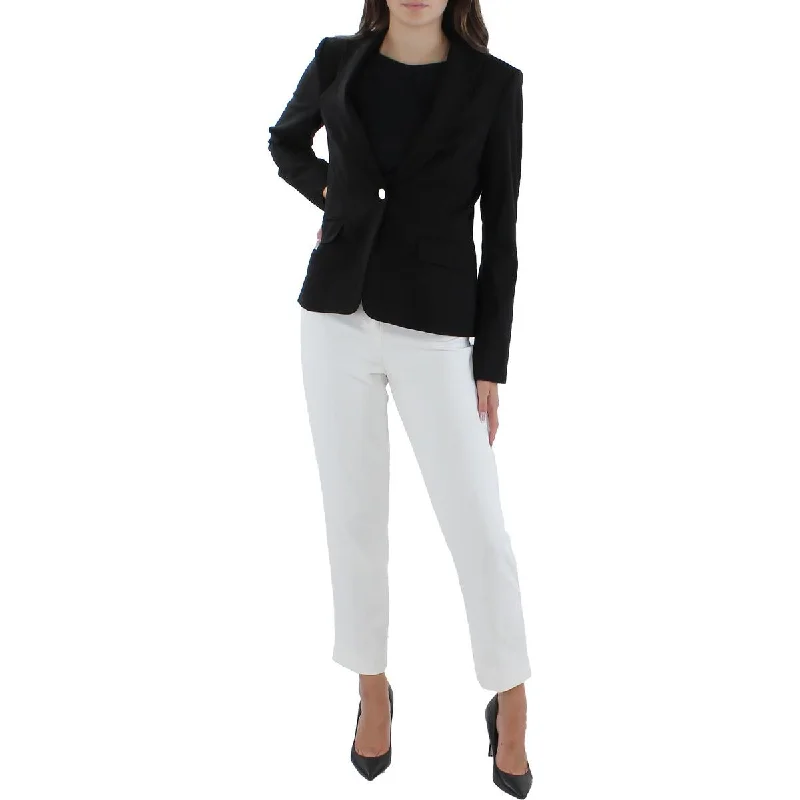 fitted wool blend coat for women -Calvin Klein Womens Office Collared One-Button Blazer