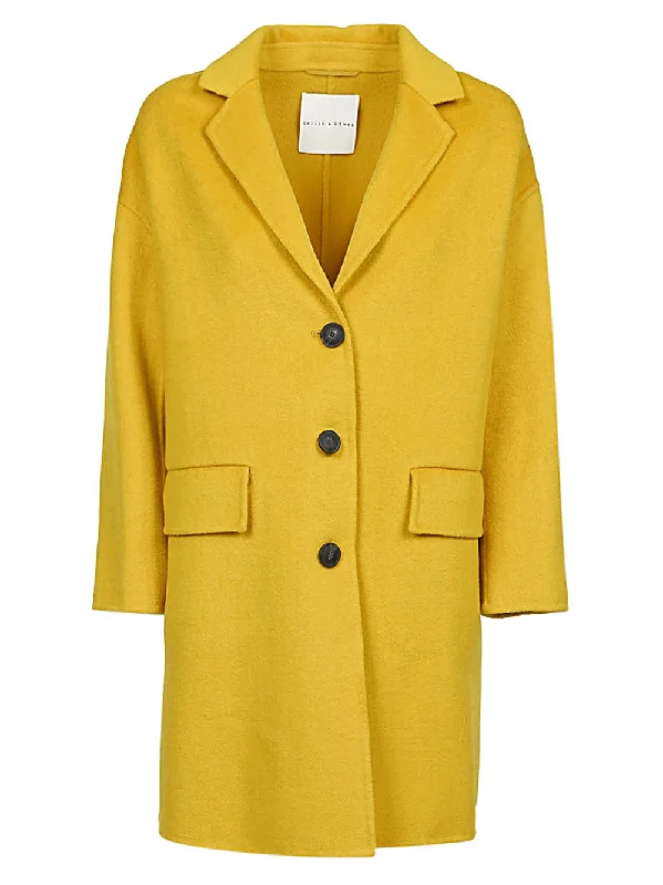 cropped wool blazer for women -Skill&Genes Women's Coats yellow