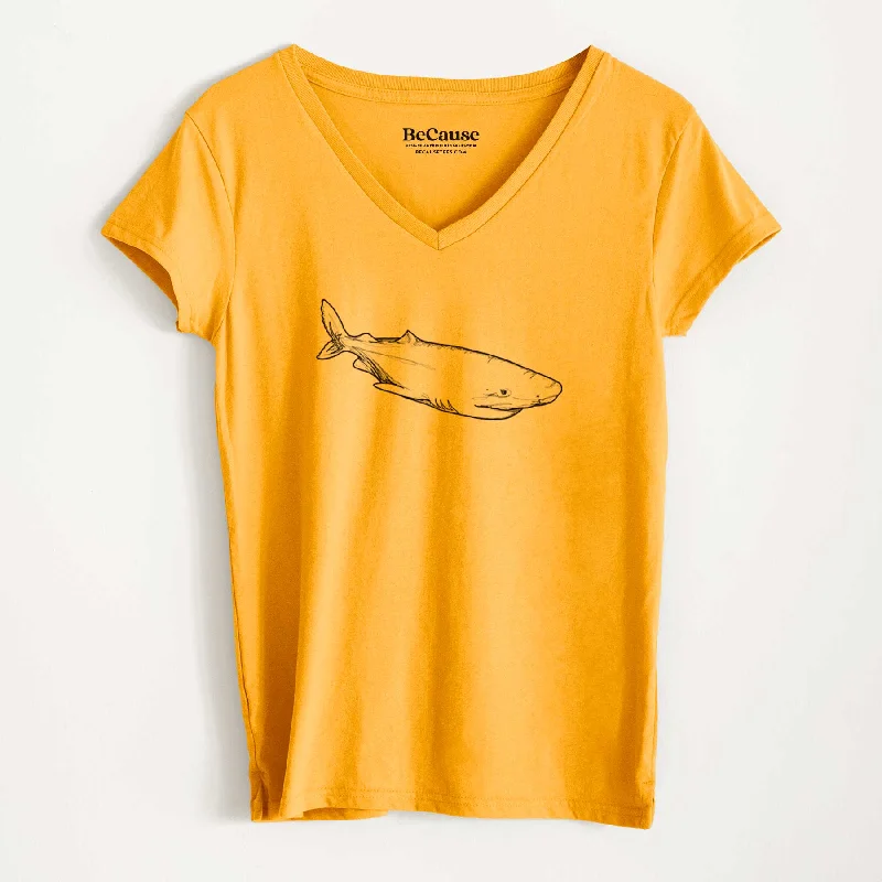 classic collared shirt for ladies -Greenland Shark - Women's 100% Recycled V-neck