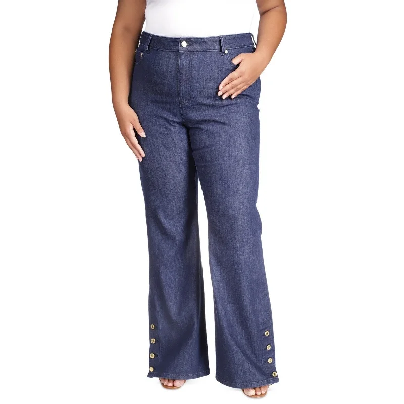 super soft jegging-style jeans for ladies -Michael Kors Women's Selma Button Hem Jeans Blue Size Petite Small - Petite S