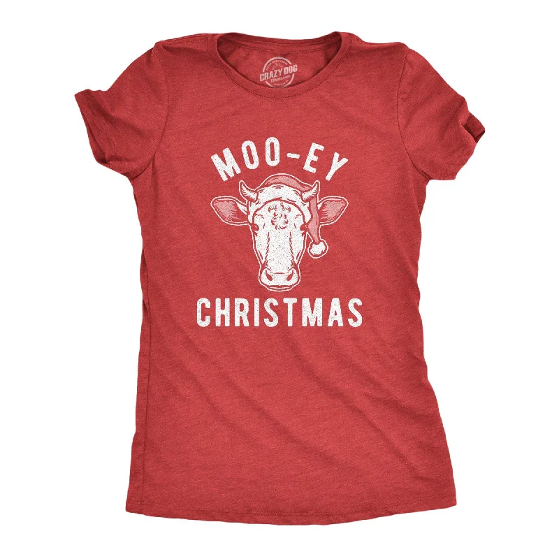 trendy gathered sleeve top for ladies -Moo-ey Christmas Women's T Shirt