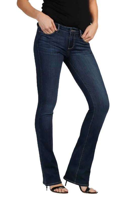 women's cuffed ankle skinny jeans -Manhattan Boot Cut Jeans In Blue