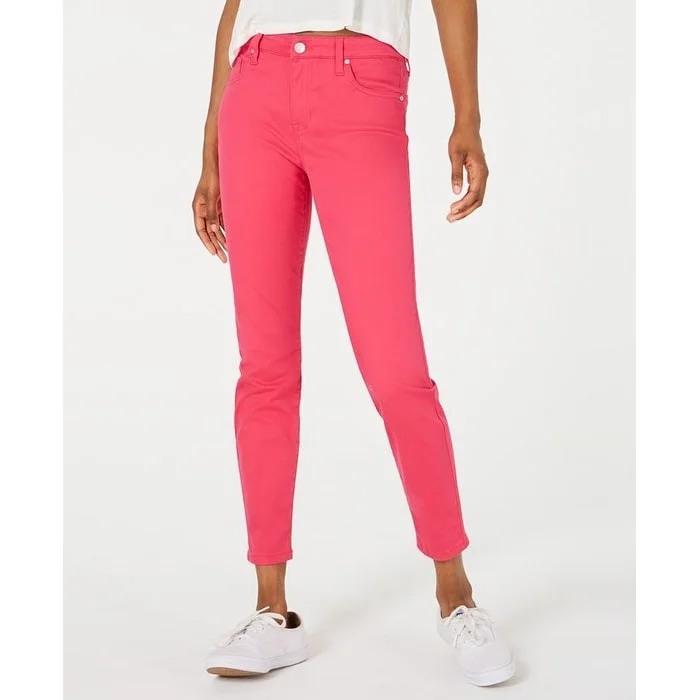 stretch flare-leg jeans for women -Celebrity Pink Women's Pocketed Zippered Skinny Jeans Pink Size 13