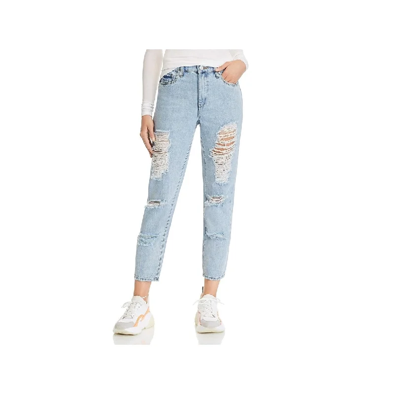 women's paperbag waist jeans -Blanknyc Women's the Rivington High Rise Denim Tapered Leg Jeans Blue Size 31