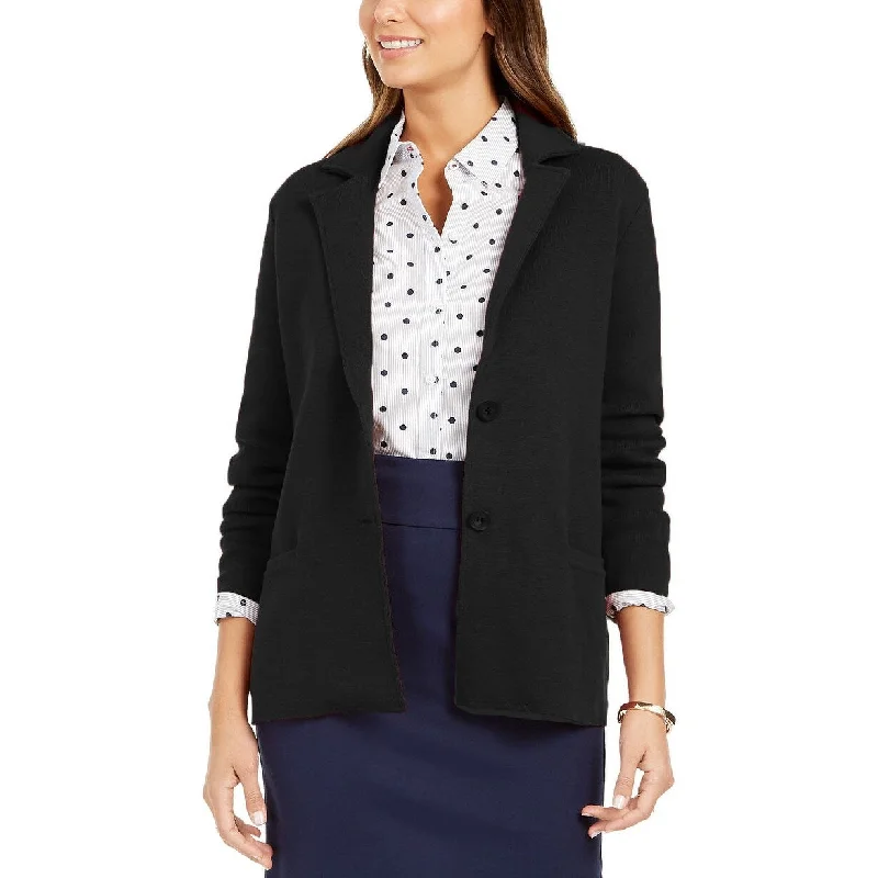 warm padded coat for women -Charter Club Women's Sweater Blazer Jacket Black Size Extra Small