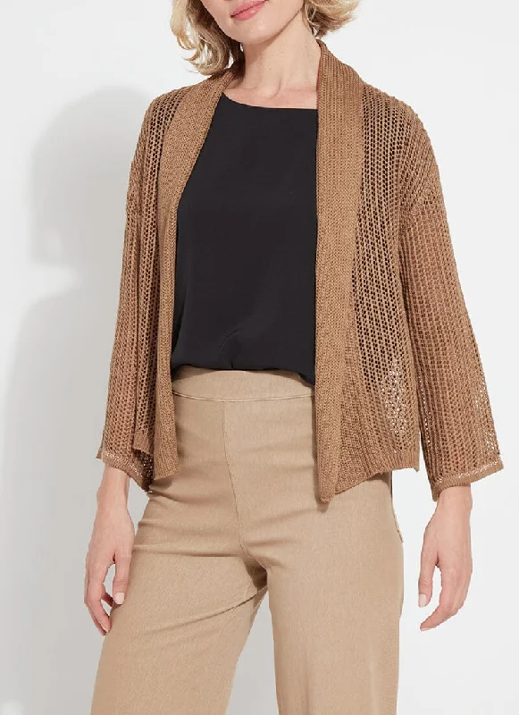 cropped wool blazer for women -Harper Linen Mesh Cardigan