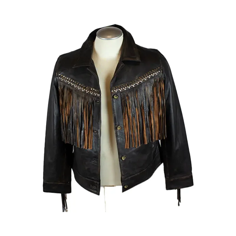 casual linen jacket for women -BOL Women's Fringed Western Button up Jacket