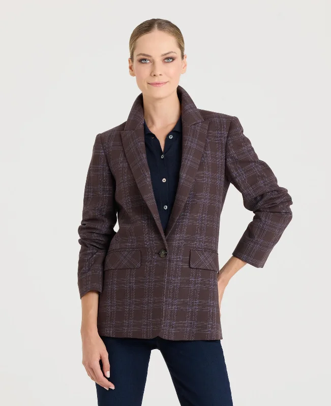 women's casual denim jacket -Bonington Cotton Check Blazer