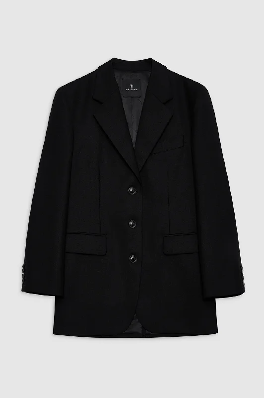 stylish fleece-lined coat for women -Sara Blazer - Black