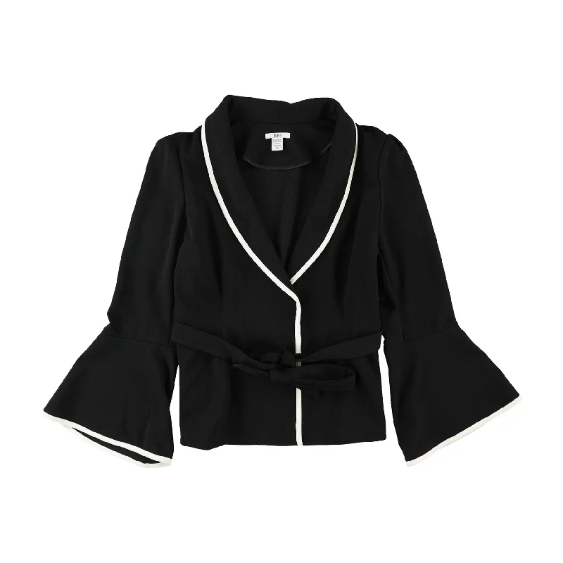 women's teddy bear coat -bar III Womens Kimono Wrap Front Jacket, Black, X-Large