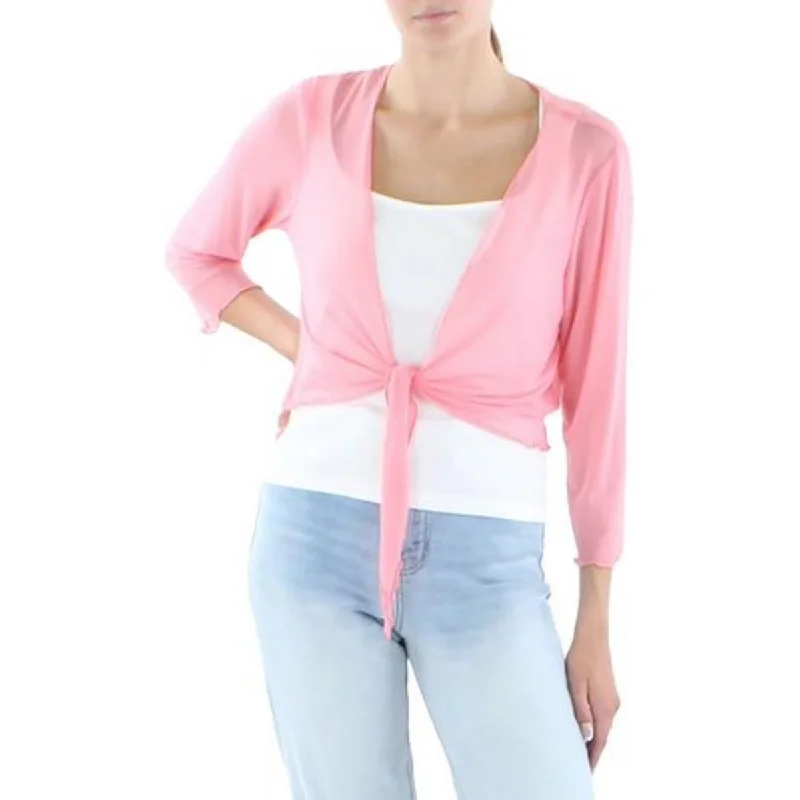 ladies' sporty windbreaker -Connected Apparel Womens Plus Mesh Tie Front Bolero