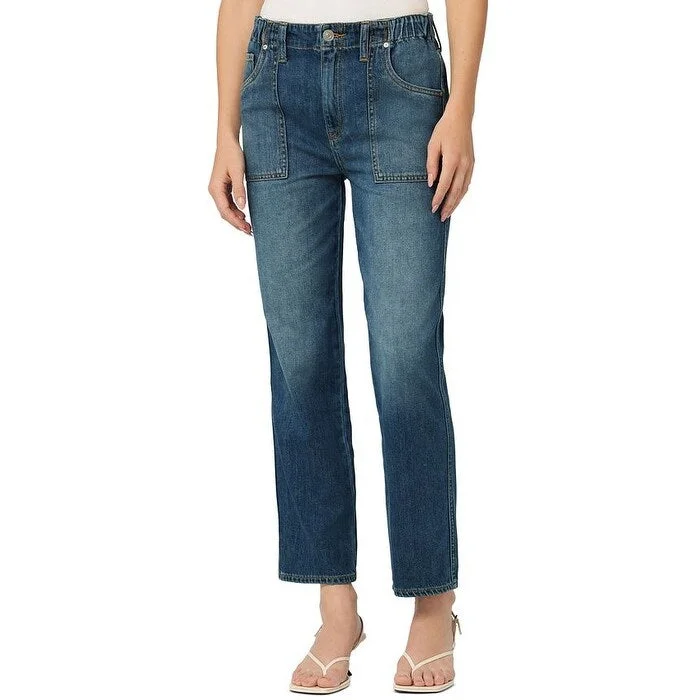 women's button-fly mom jeans -Hudson Jeans Women's Hudson Remi Ankle Straight Leg Jeans Blue Size 31