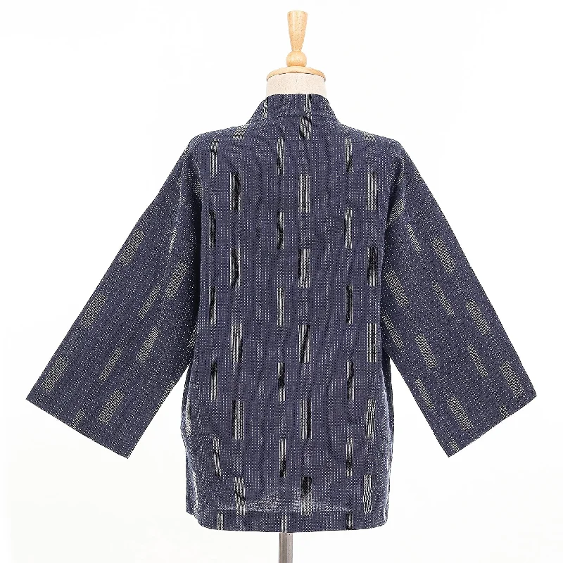 sophisticated evening coat for women -Novica Handmade Dark Maze Cotton Kimono Jacket