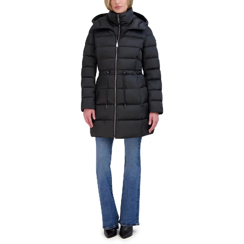 warm down coat for women -Womens Quilted Hooded Puffer Jacket