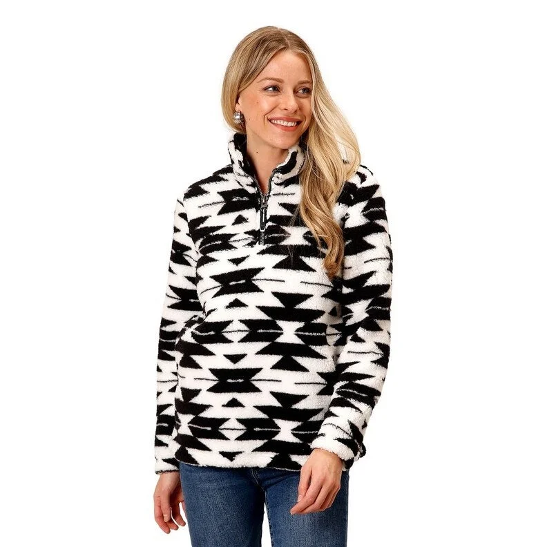 women's classic pea coat -Roper Western Jacket Womens Aztec Fleece Black 03-098-0250-6195 BL