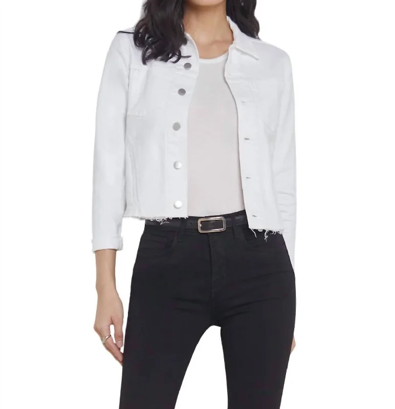 classic camel coat for ladies -Janelle Denim Jacket In Blanc