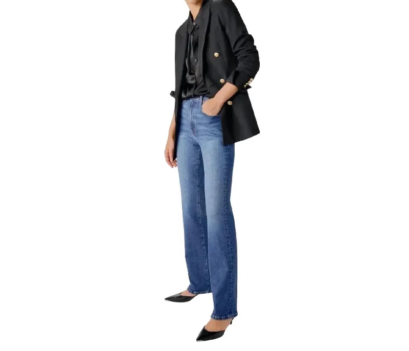 ripped vintage denim for ladies -Frankie High Rise Straight Leg Jean In Mercer