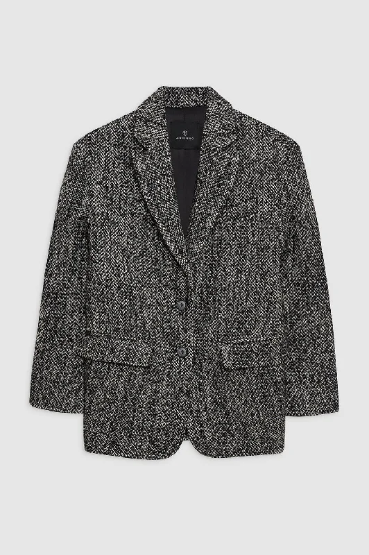 stylish houndstooth coat for women -Quinn Blazer - Salt And Pepper