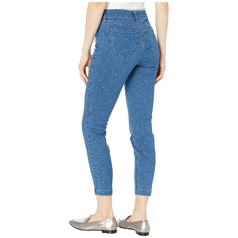 women's denim jogger pants -NYDJ Women's Ankle Polka Dot Skinny Jeans Blue Size 14