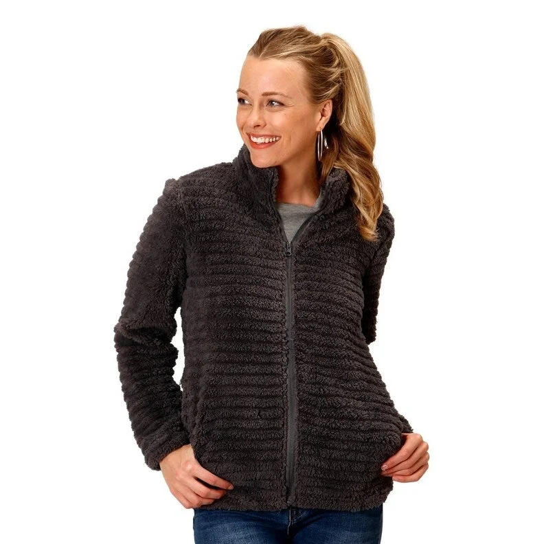 ladies' insulated ski jacket -Roper Western Jacket Womens Faux Mink Gray 03-098-0250-6198 GY