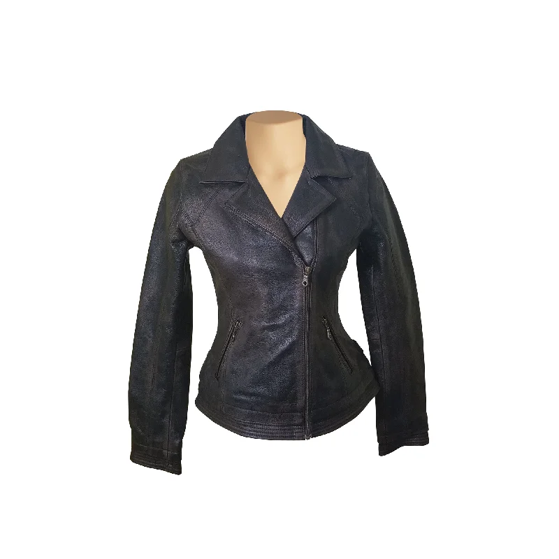 ladies' puffer jacket -Heidi’s Distressed Leather Jacket