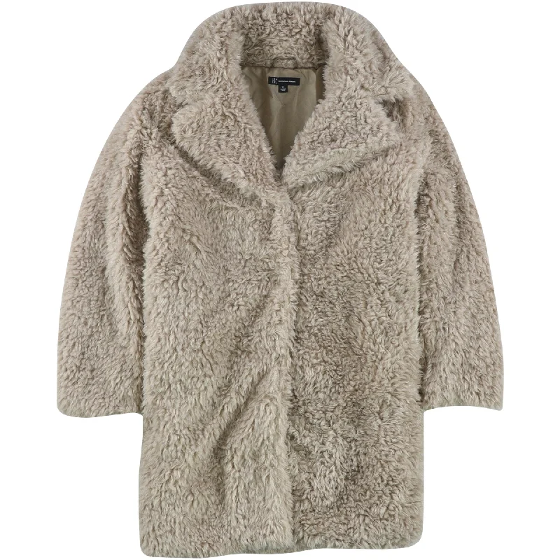 ladies' puffer jacket -I-N-C Womens Faux Fur Coat, Beige, X-Large