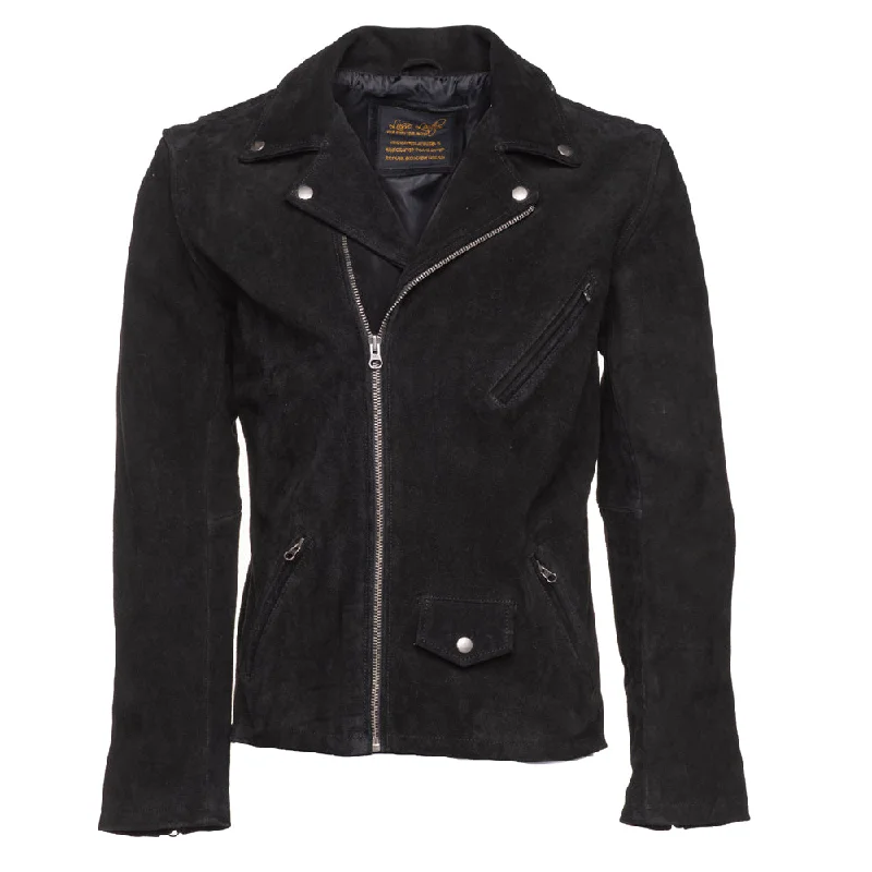 ladies' lightweight anorak coat -Silva's Black Suede Leather jacket