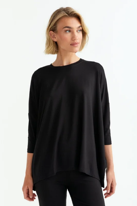 stylish wrap top for ladies -Oversized 3/4 Sleeve Top