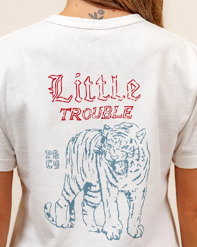 elegant embroidered top for women -Little Trouble T-Shirt - Off White