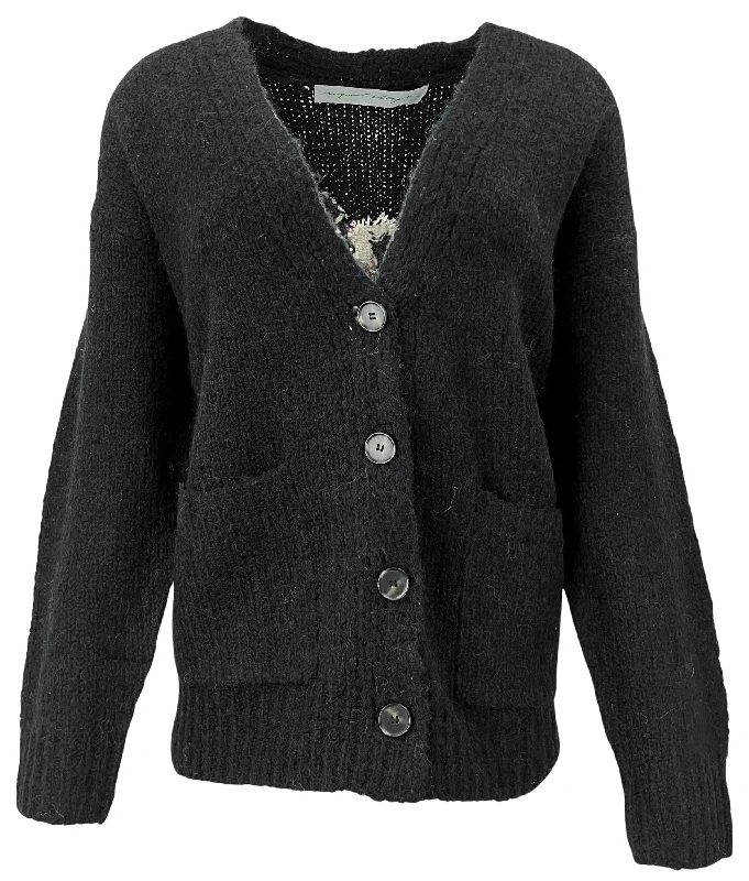 soft cotton t-shirt for women -Raquel Allegra Billy Cardigan in Black