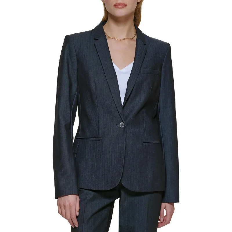 breathable softshell jacket for women -Calvin Klein Womens Solid  One-Button Blazer