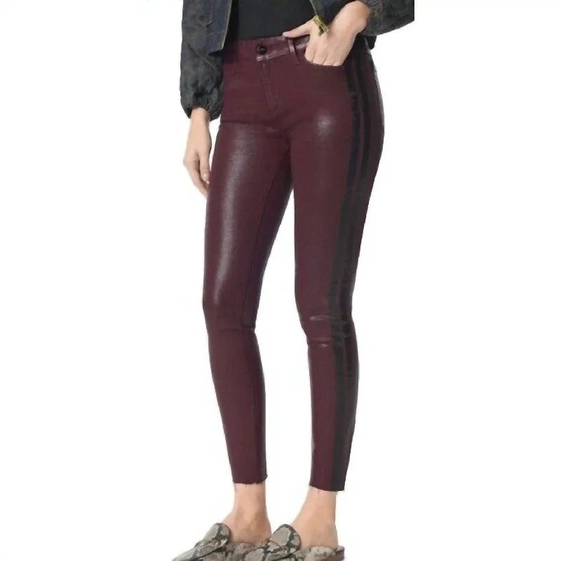 distressed ankle-length skinny jeans -The Kitten Coated Ankle Skinny With Side Stripe Jeans In Red