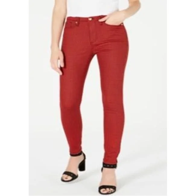 women's soft stretch bootcut jeans -Juicy Couture Women's Printed High Rise Skinny Jeans Red Size 24