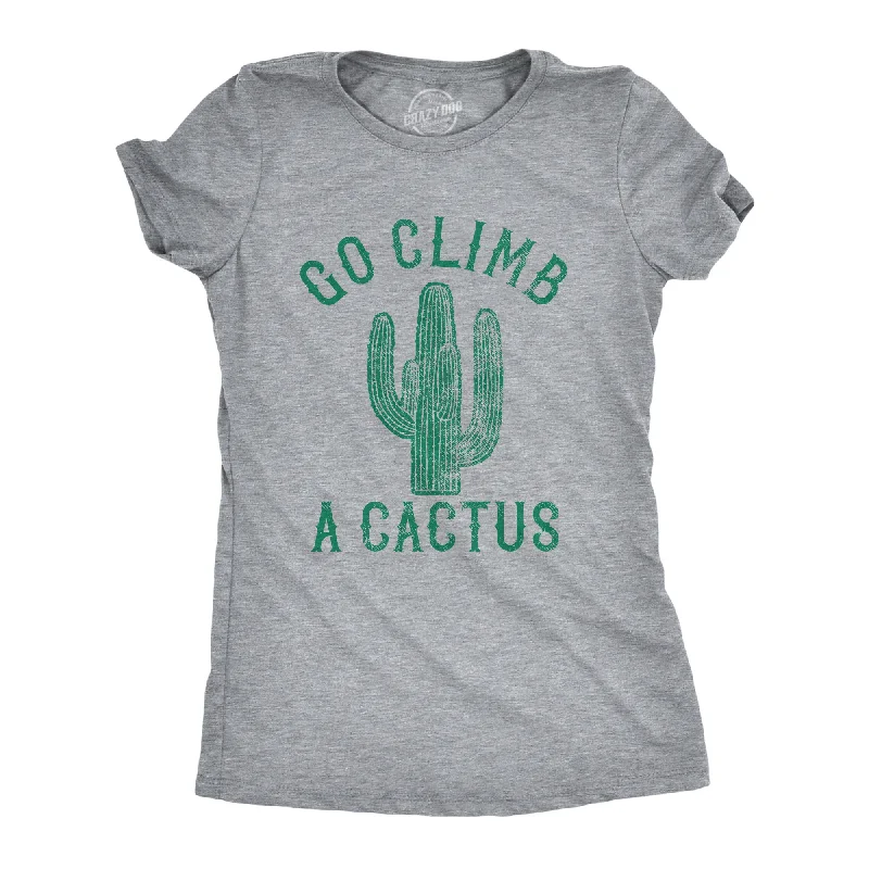 trendy puff sleeve crop top for ladies -Go Climb A Cactus Women's T Shirt