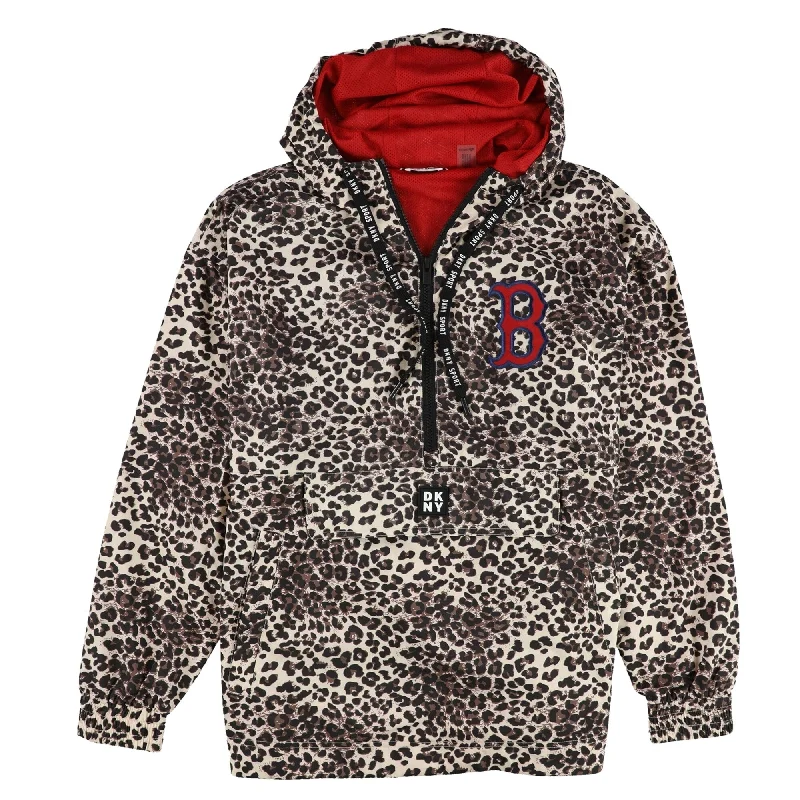 waterproof windproof raincoat for women -DKNY Womens Leopard Boston Red Sox Windbreaker Jacket, Multicoloured, Small