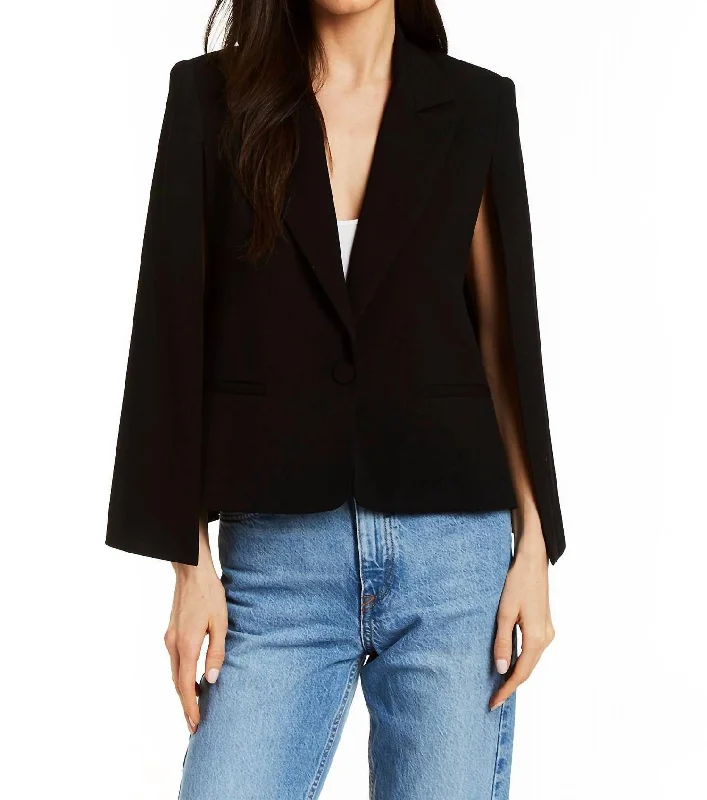 women's lightweight jacket -Effie Blazer Cape In Black