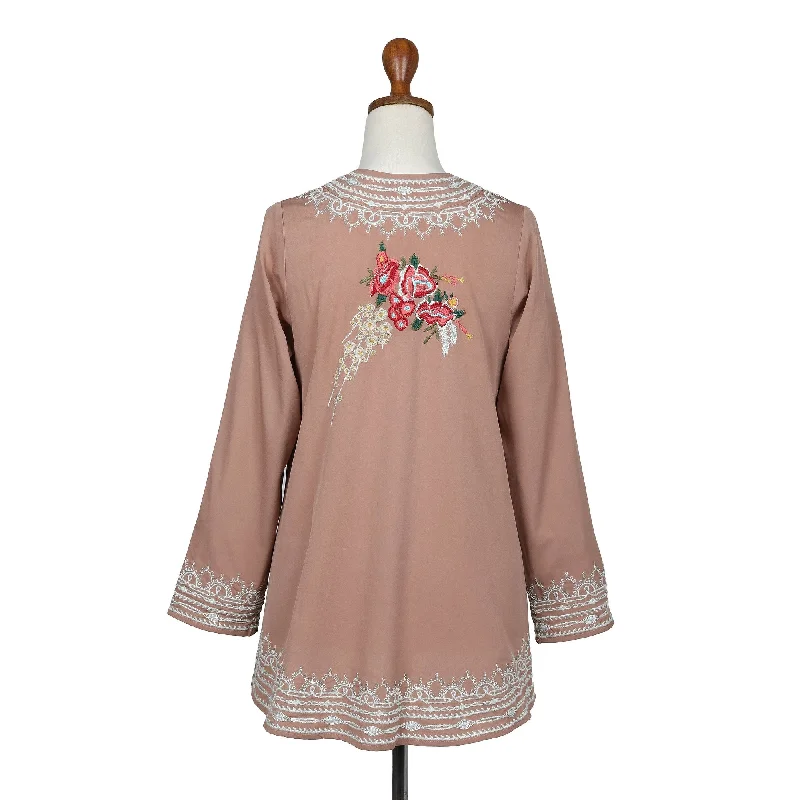 stylish women's blazer -Novica Handmade Mughal Garden In Rosewood Embroidered Jacket