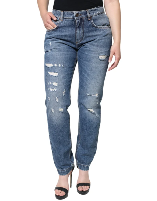 ladies' ultra-high-rise jeans -Dolce & Gabbana  Cotton Tatte Boyfriend  Women's Jeans