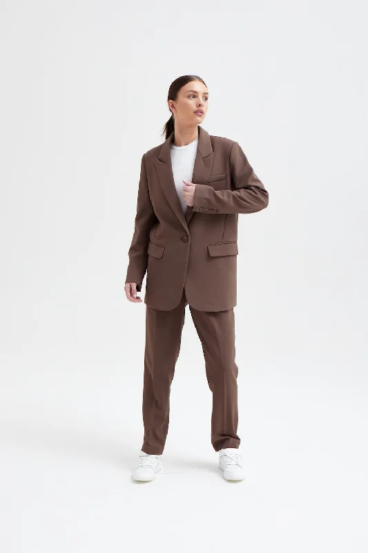 casual linen jacket for women -Boyfriend Blazer - Espresso