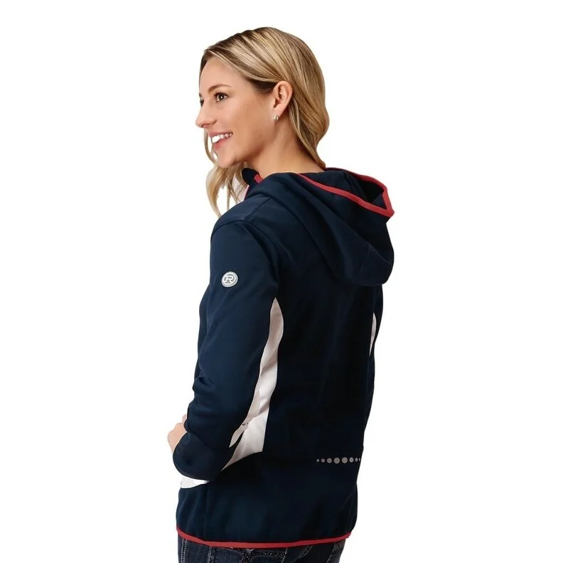 women's travel-friendly jacket -Roper Western Jacket Womens Fleece Hooded Navy 03-098-0692-6127 BU