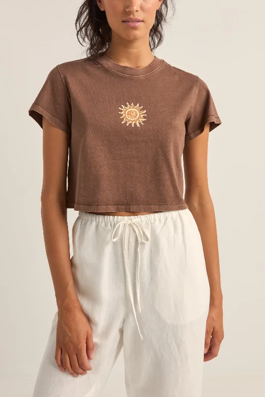 women's oversized hoodie sweatshirt -Sunshine Crop Crew Tee Chocolate